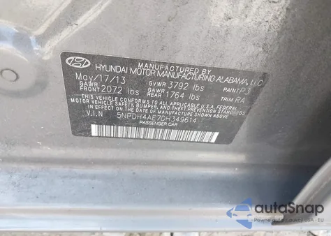 2013 Hyundai Elantra Gls из США, поврежденный, VIN 5NPDH4AE7DH349614